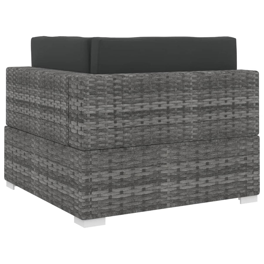 Tuinstoel met kussens hoeksectie poly rattan grijs