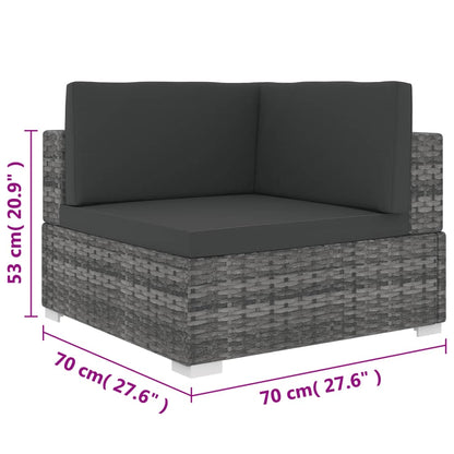Tuinstoel met kussens hoeksectie poly rattan grijs