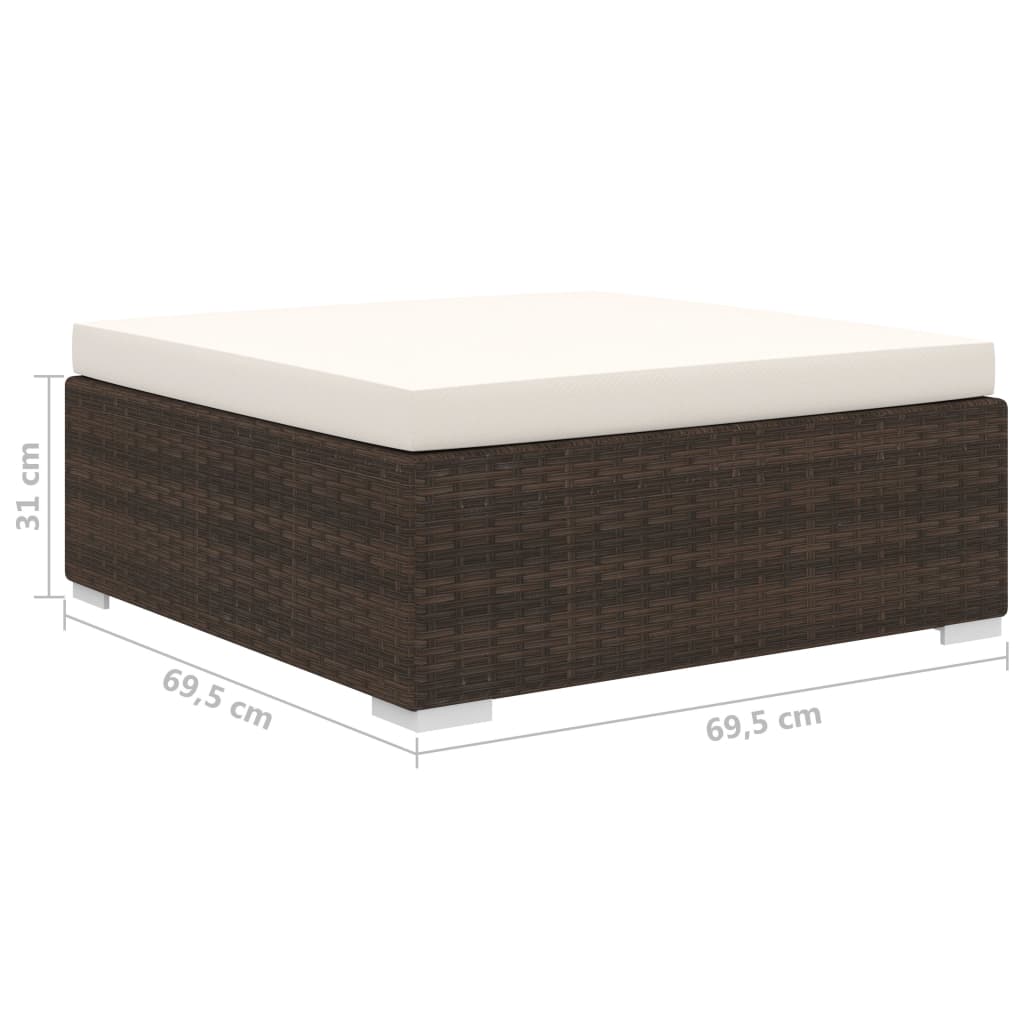 10-delige Loungeset met kussens poly rattan bruin