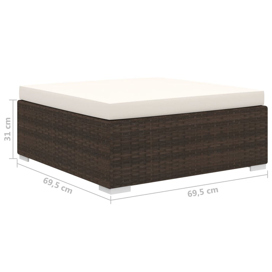 10-delige Loungeset met kussens poly rattan bruin