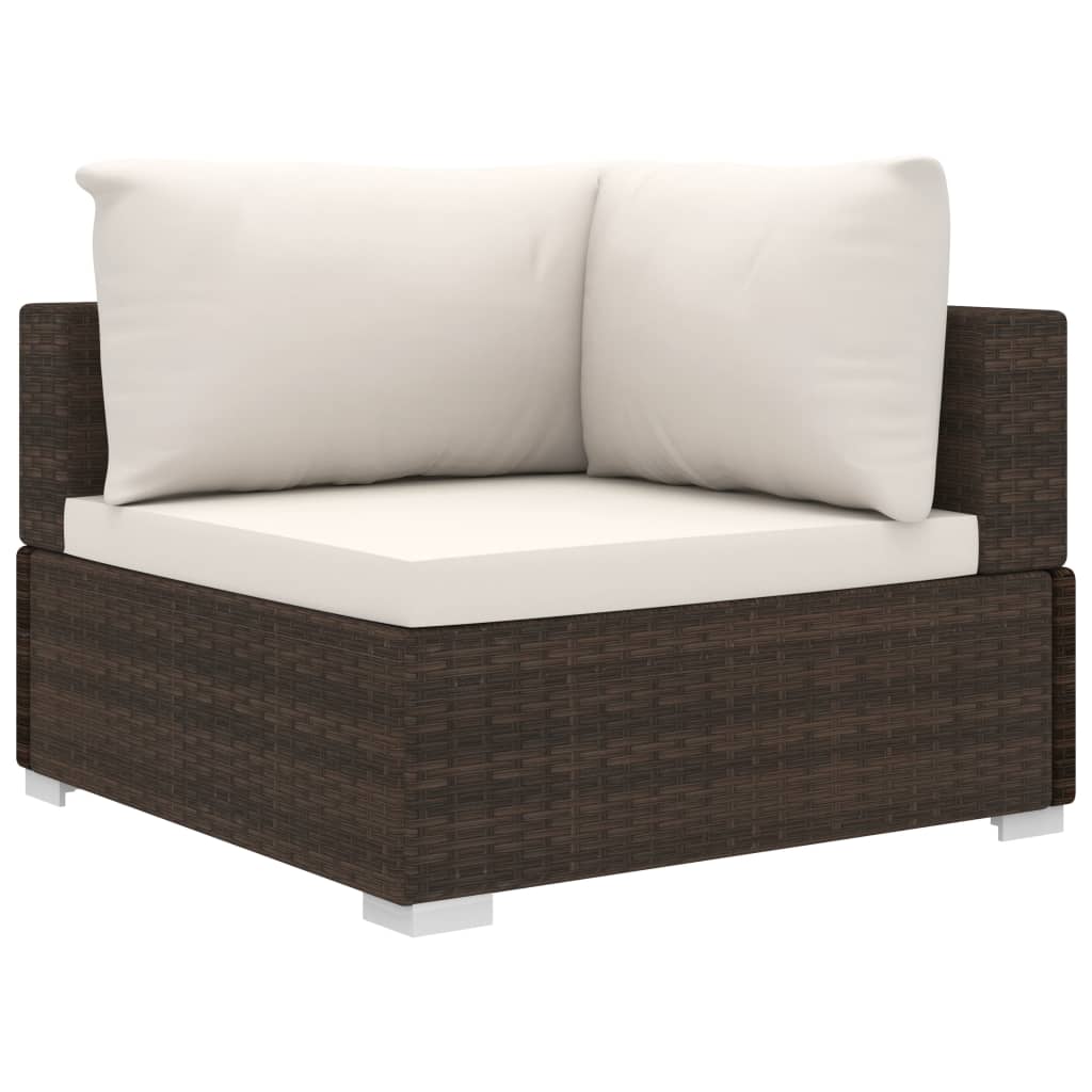 10-delige Loungeset met kussens poly rattan bruin