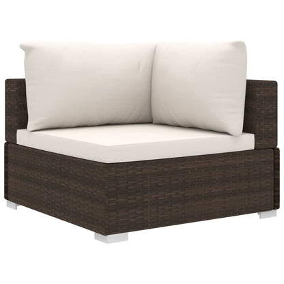 10-delige Loungeset met kussens poly rattan bruin