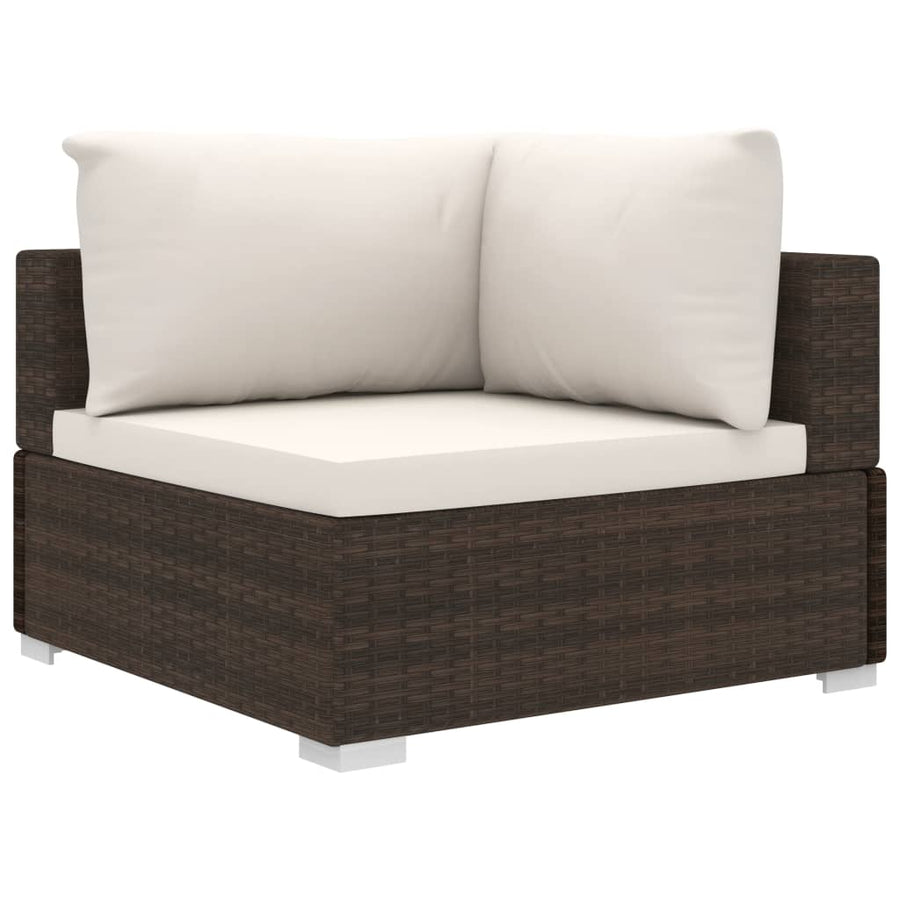 10-delige Loungeset met kussens poly rattan bruin