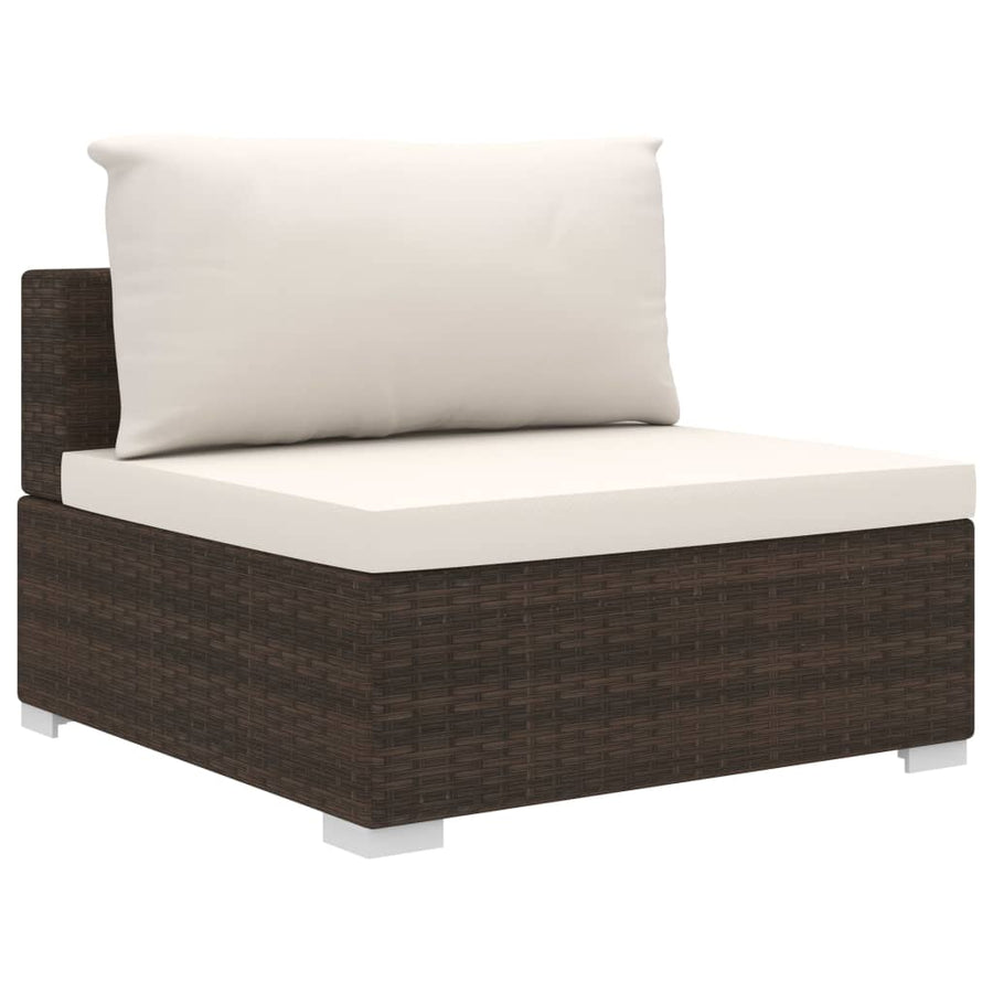 10-delige Loungeset met kussens poly rattan bruin