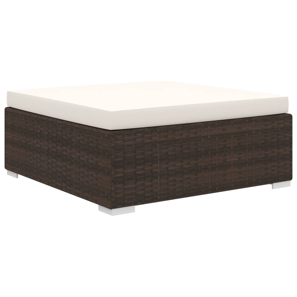 10-delige Loungeset met kussens poly rattan bruin