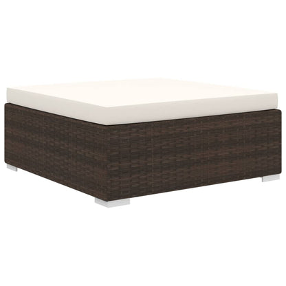 10-delige Loungeset met kussens poly rattan bruin