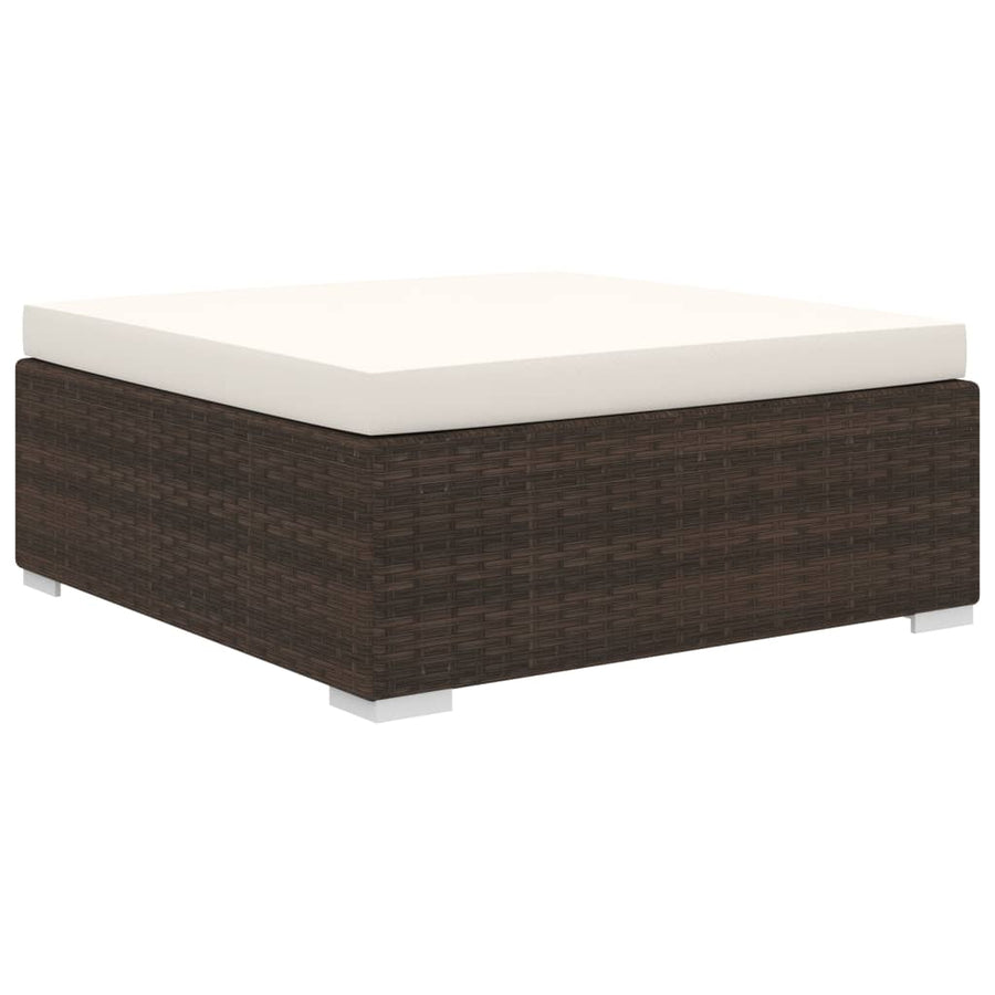 10-delige Loungeset met kussens poly rattan bruin