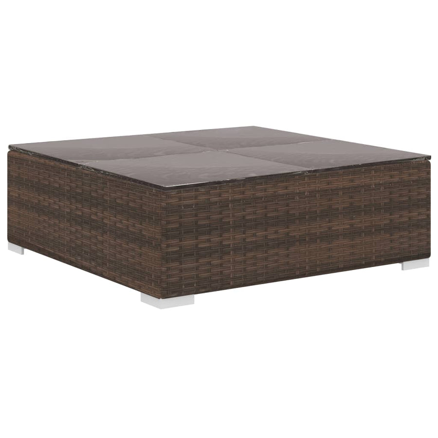 10-delige Loungeset met kussens poly rattan bruin