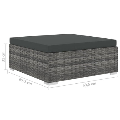 10-delige Loungeset met kussens poly rattan grijs