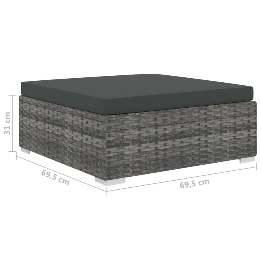 10-delige Loungeset met kussens poly rattan grijs