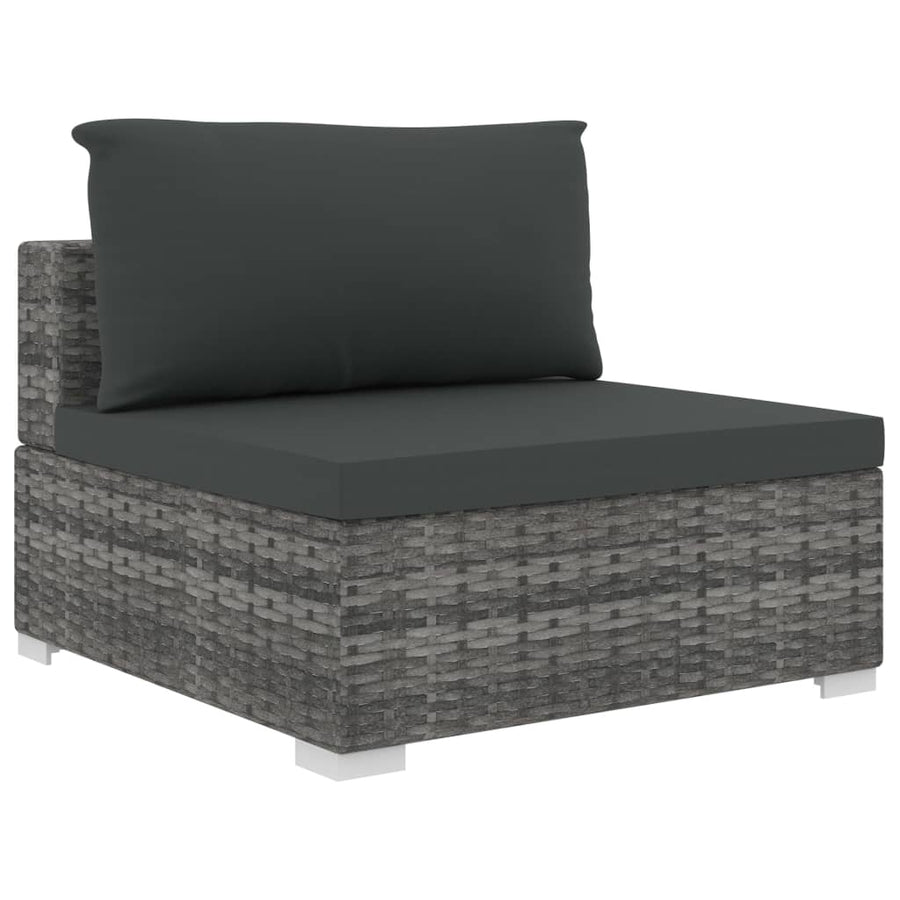 10-delige Loungeset met kussens poly rattan grijs