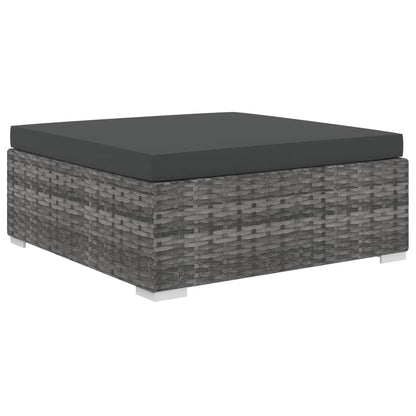10-delige Loungeset met kussens poly rattan grijs