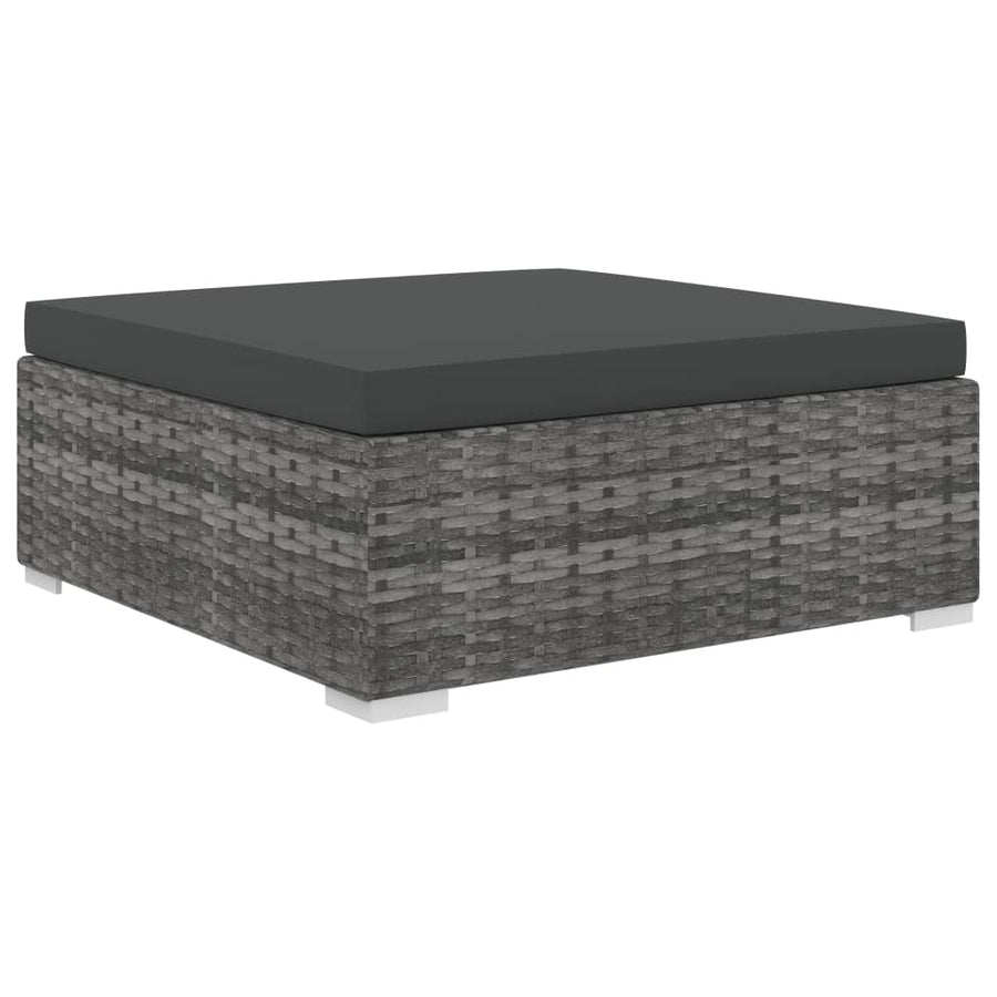 10-delige Loungeset met kussens poly rattan grijs