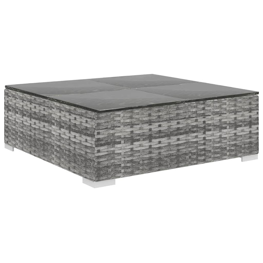 10-delige Loungeset met kussens poly rattan grijs