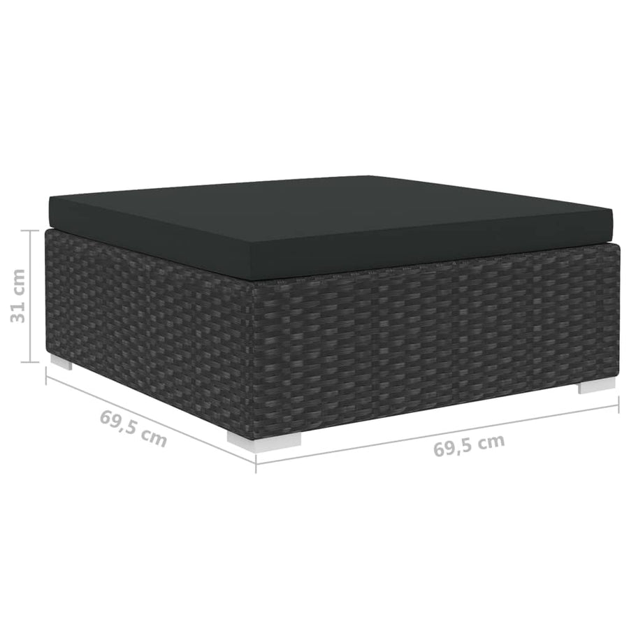 10-delige Loungeset met kussens poly rattan zwart