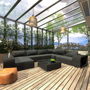 Loungeset 10-delig poly rattan zwart