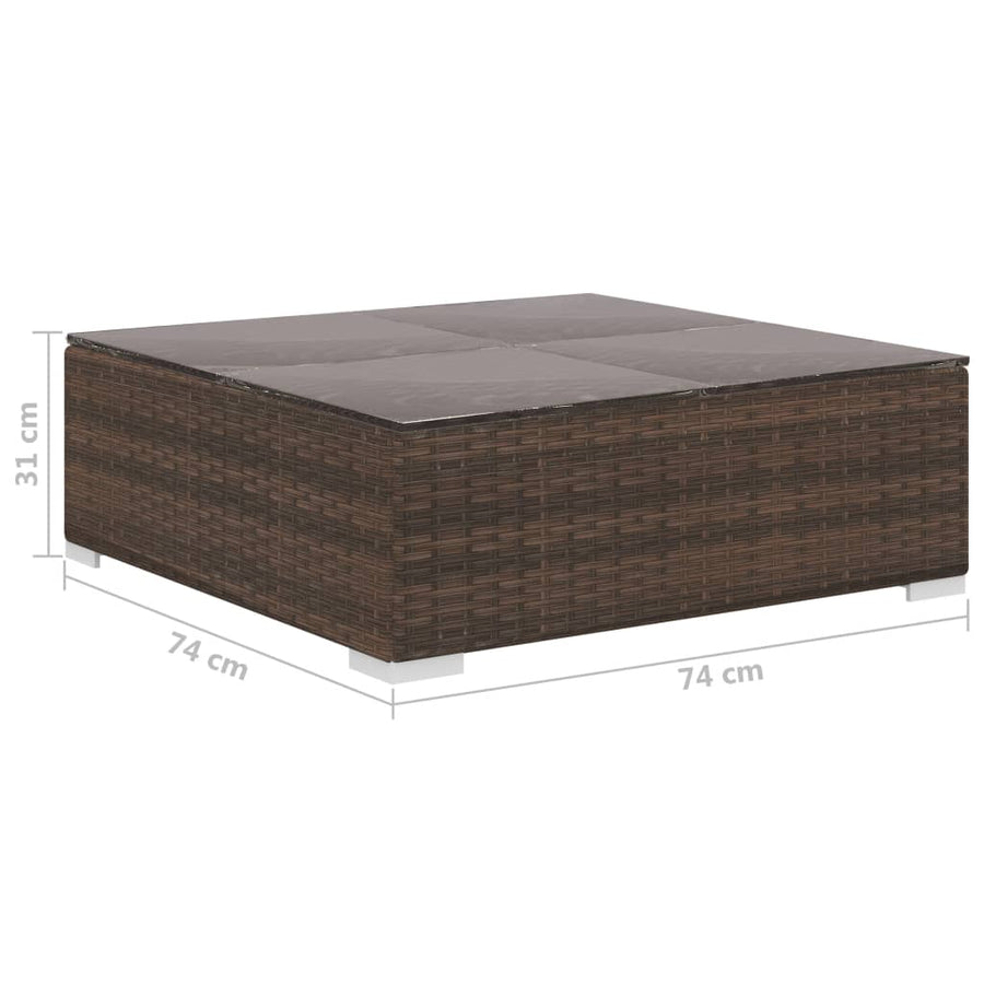 8-delige Loungeset met kussens poly rattan bruin