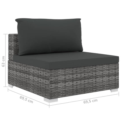 8-delige Loungeset met kussens poly rattan grijs