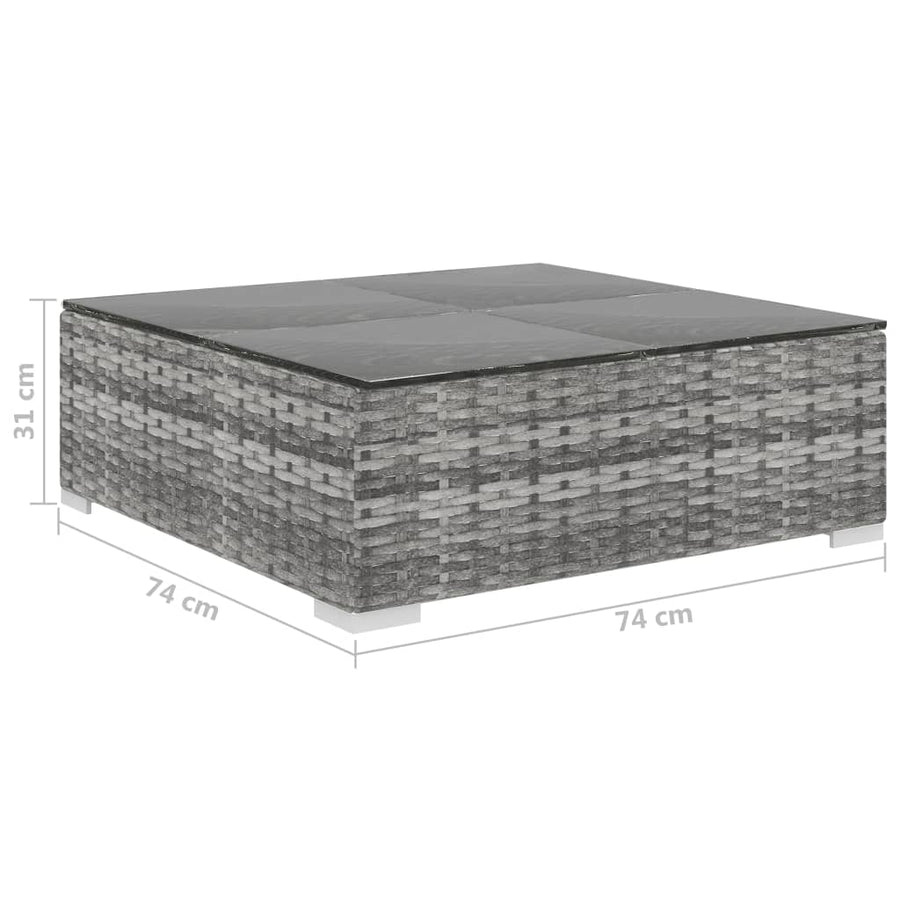 8-delige Loungeset met kussens poly rattan grijs
