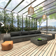 Loungeset 8-delig poly rattan grijs