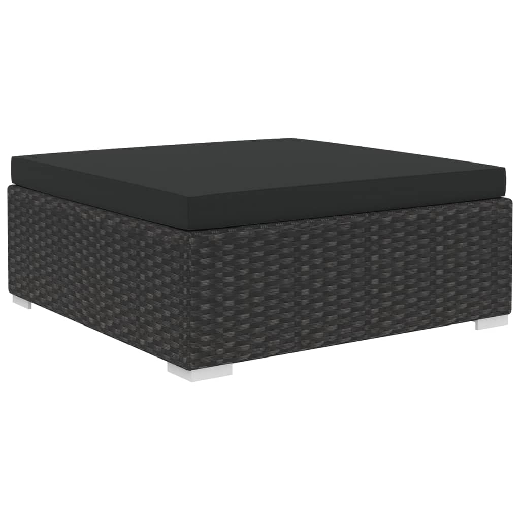 8-delige Loungeset met kussens poly rattan zwart
