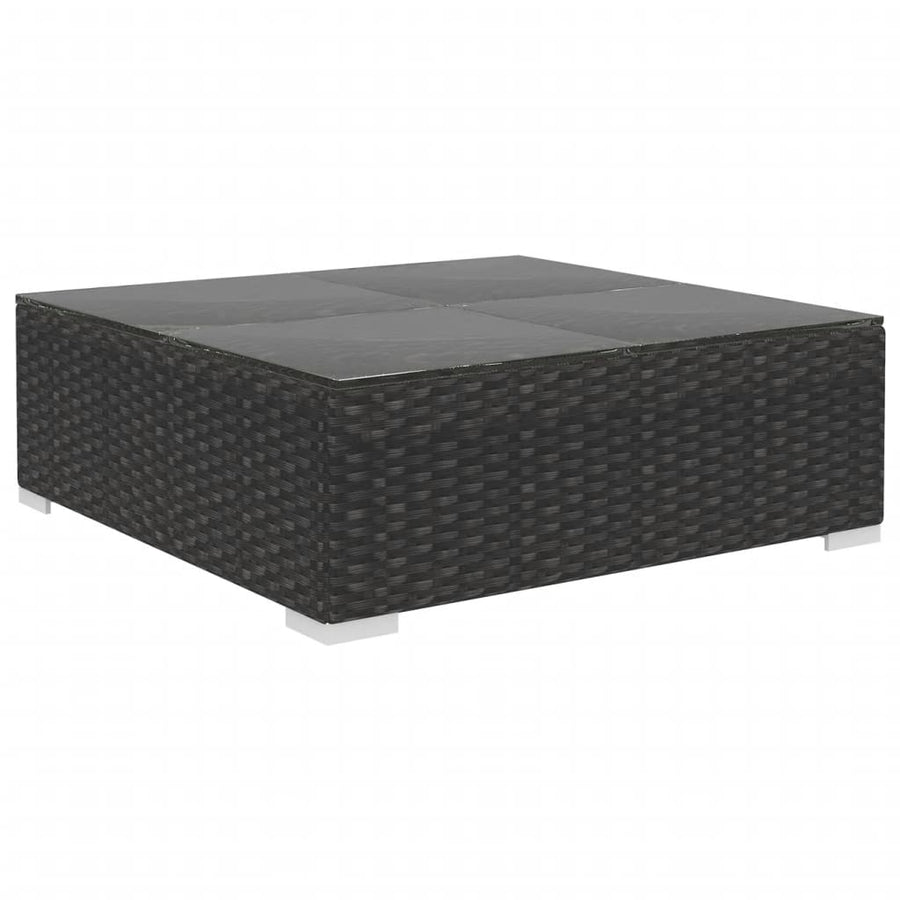 8-delige Loungeset met kussens poly rattan zwart