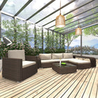 Loungeset poly rattan bruin 8-delig