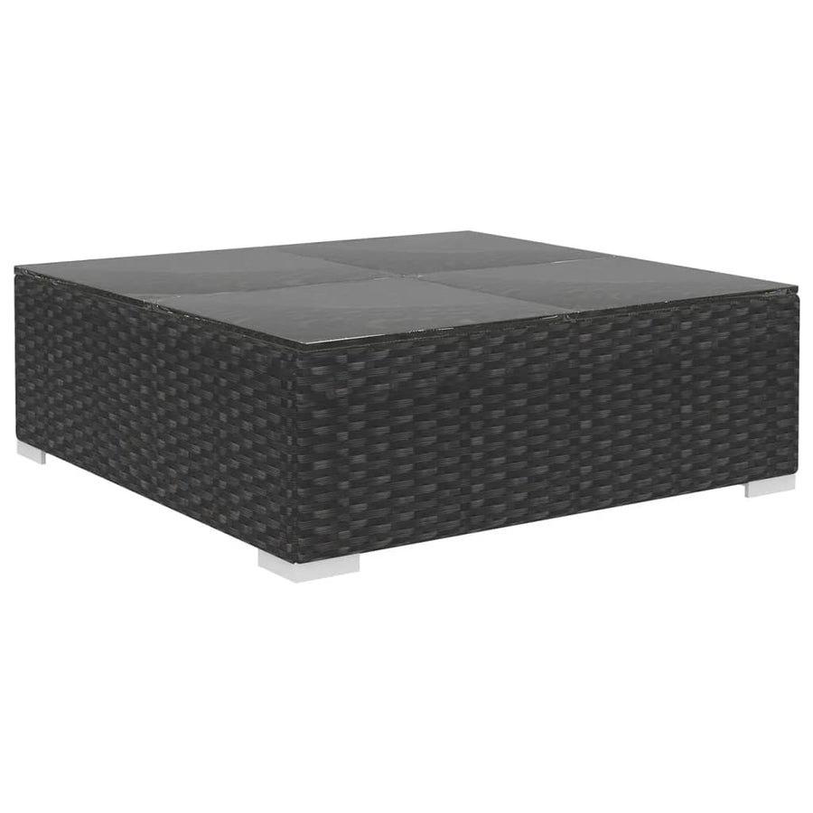 8-delige Loungeset met kussens poly rattan zwart