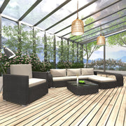 Loungeset 8-delig poly rattan zwart