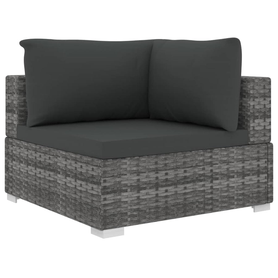 11-delige Loungeset met kussens poly rattan grijs
