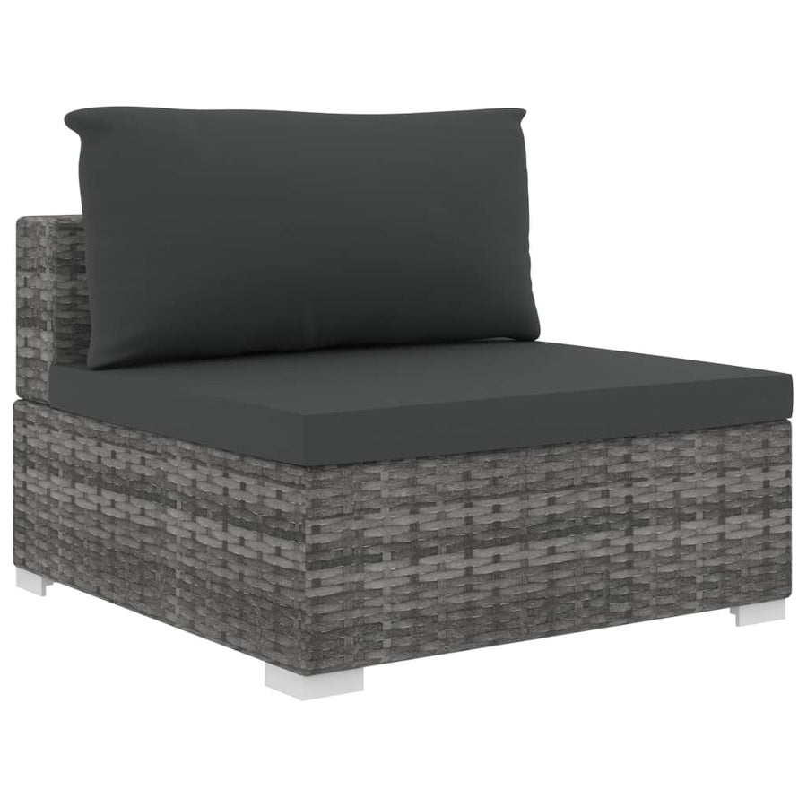 11-delige Loungeset met kussens poly rattan grijs