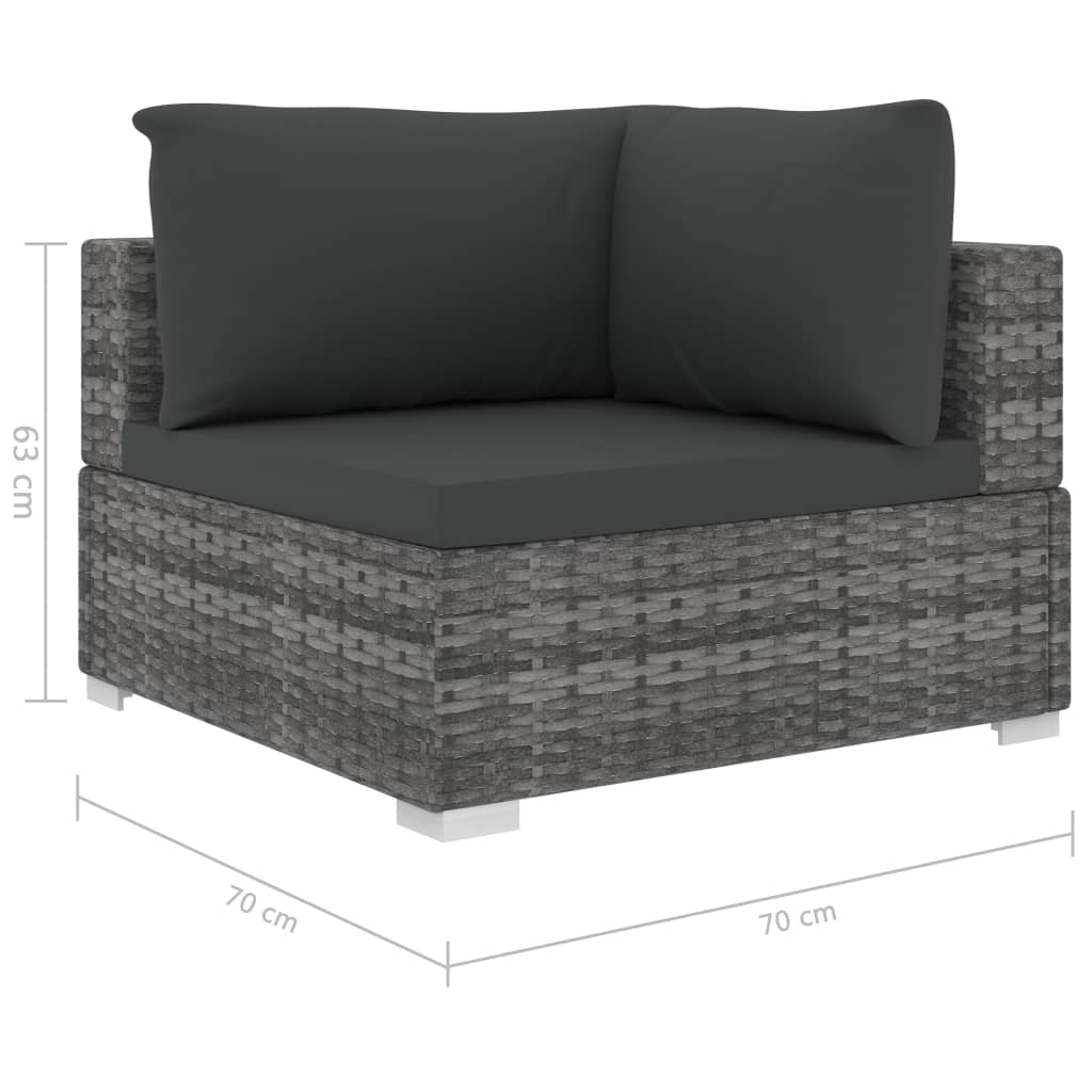 11-delige Loungeset met kussens poly rattan grijs