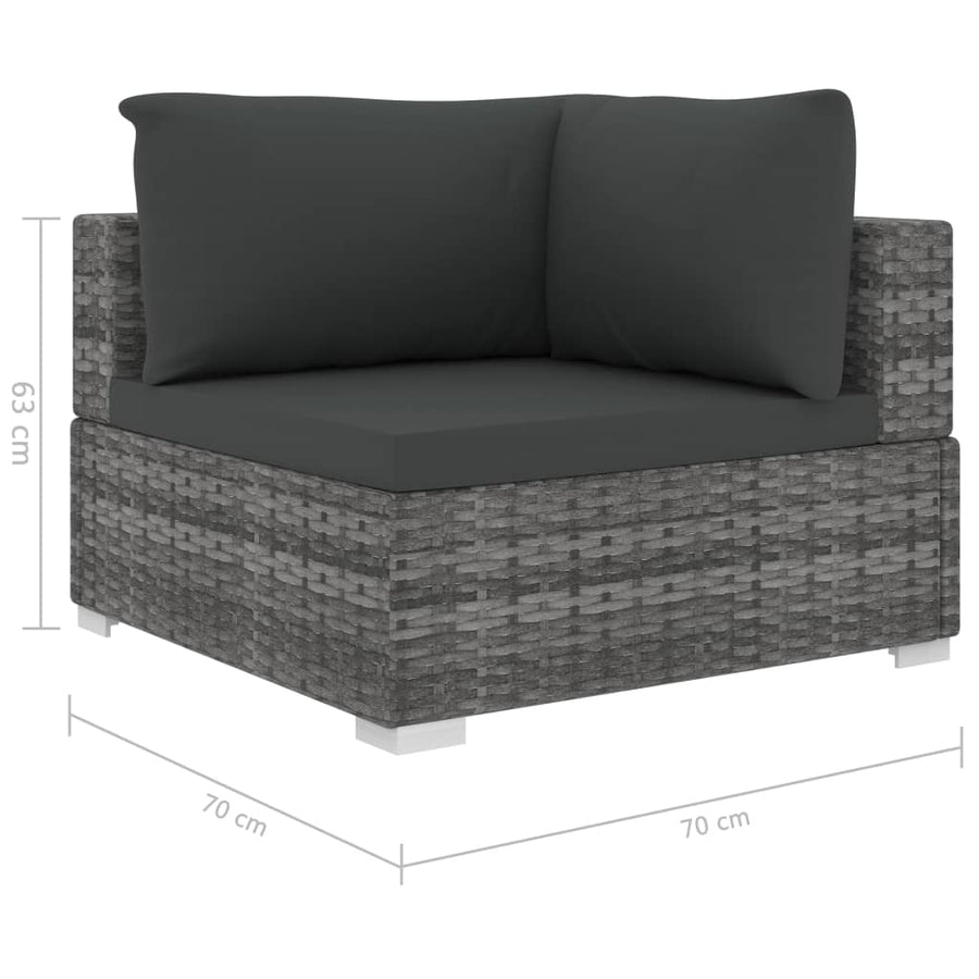 11-delige Loungeset met kussens poly rattan grijs