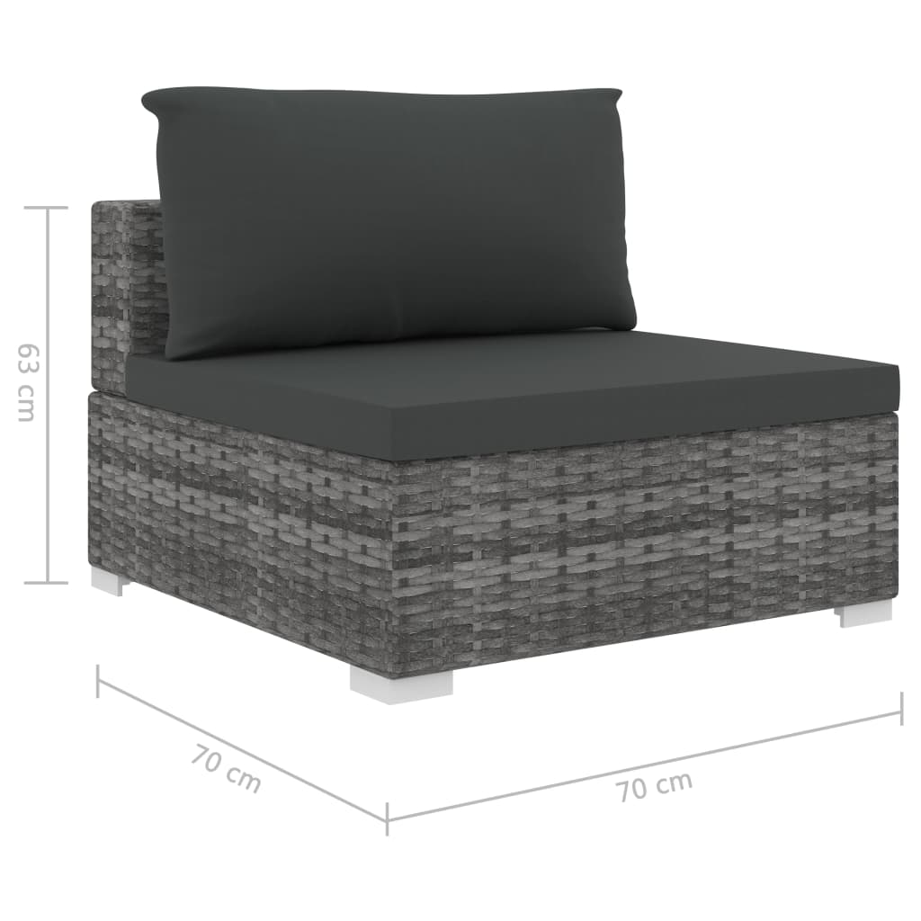 11-delige Loungeset met kussens poly rattan grijs