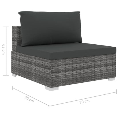 11-delige Loungeset met kussens poly rattan grijs
