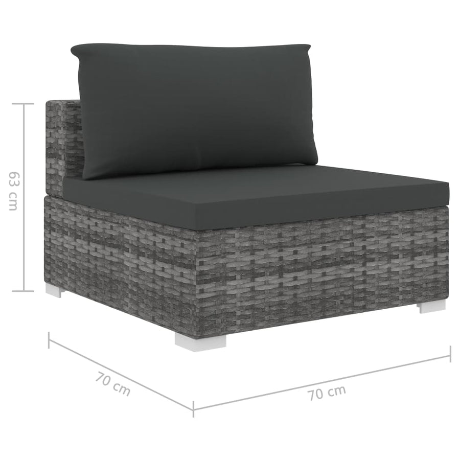 11-delige Loungeset met kussens poly rattan grijs
