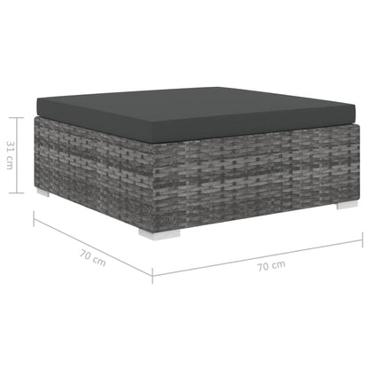 11-delige Loungeset met kussens poly rattan grijs