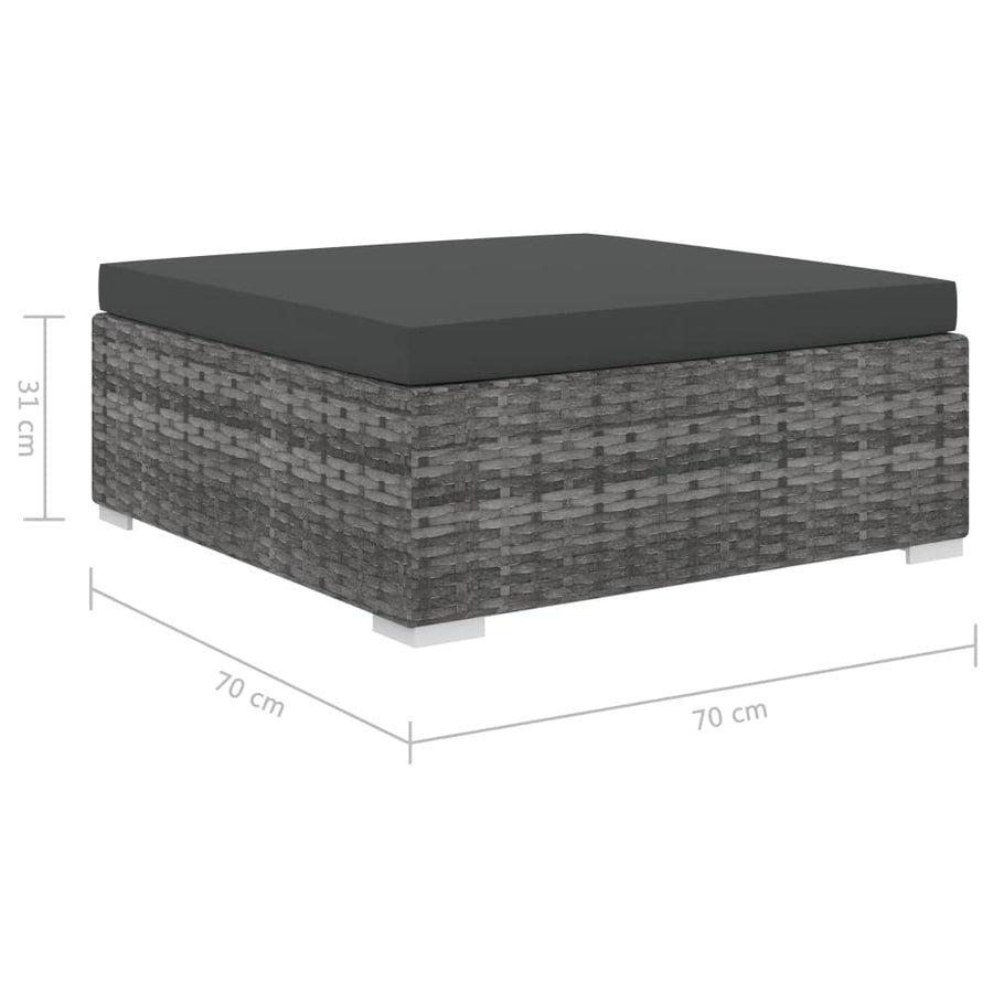 11-delige Loungeset met kussens poly rattan grijs