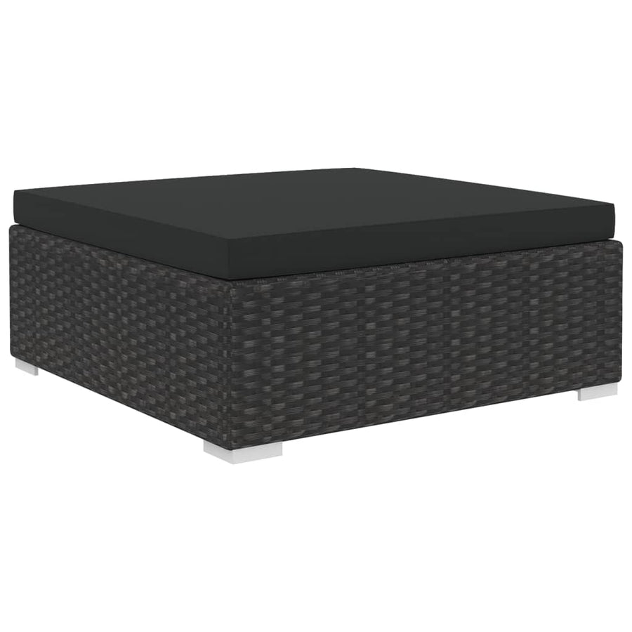 11-delige Loungeset met kussens poly rattan zwart