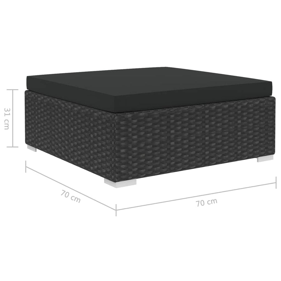 11-delige Loungeset met kussens poly rattan zwart
