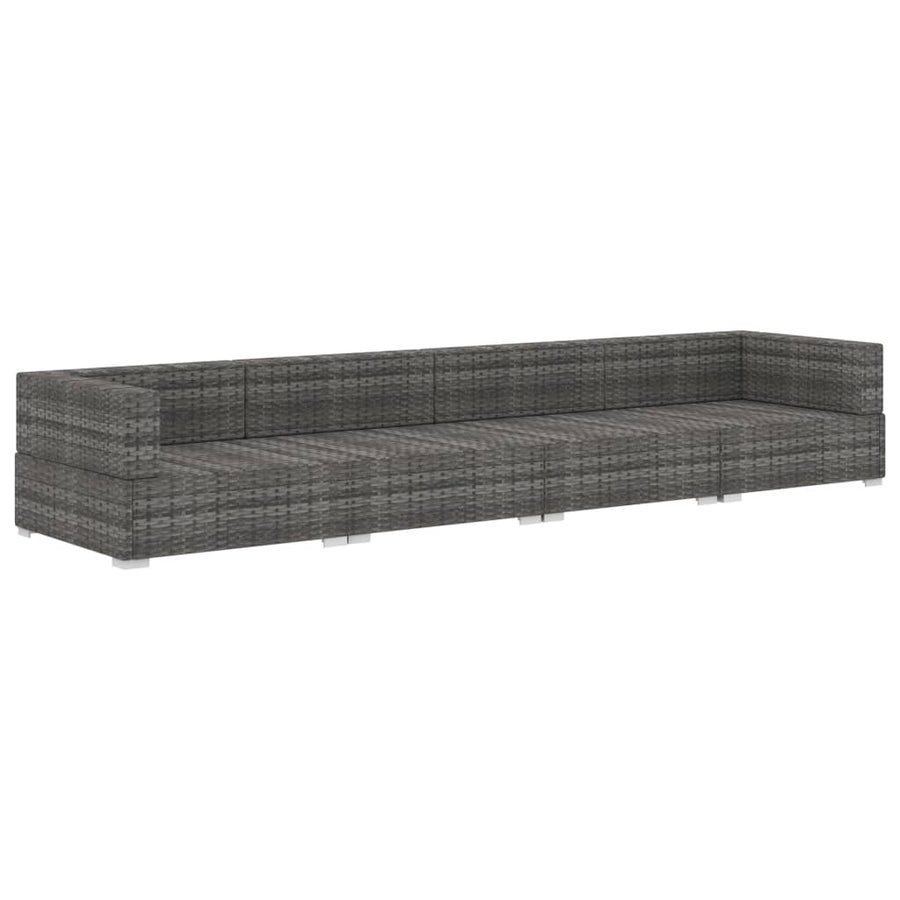 4-delige Loungeset met kussens poly rattan grijs
