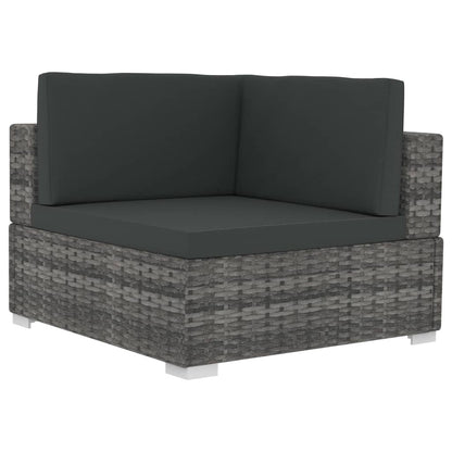 4-delige Loungeset met kussens poly rattan grijs