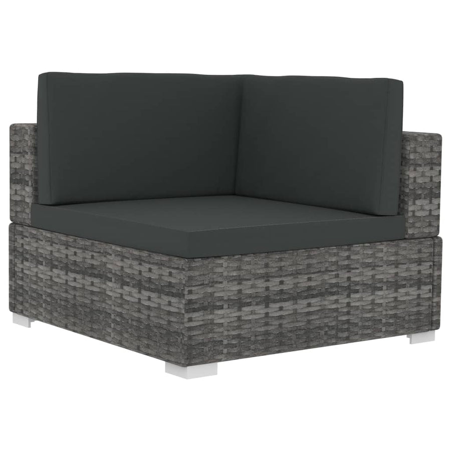 4-delige Loungeset met kussens poly rattan grijs