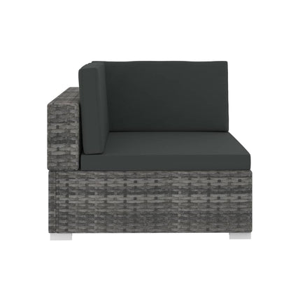 4-delige Loungeset met kussens poly rattan grijs