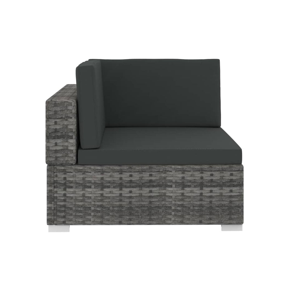 4-delige Loungeset met kussens poly rattan grijs