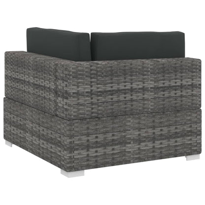 4-delige Loungeset met kussens poly rattan grijs