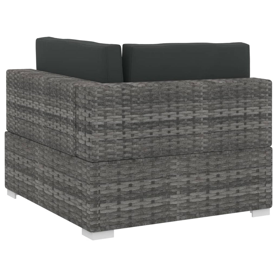 4-delige Loungeset met kussens poly rattan grijs