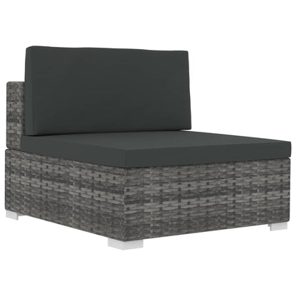 4-delige Loungeset met kussens poly rattan grijs
