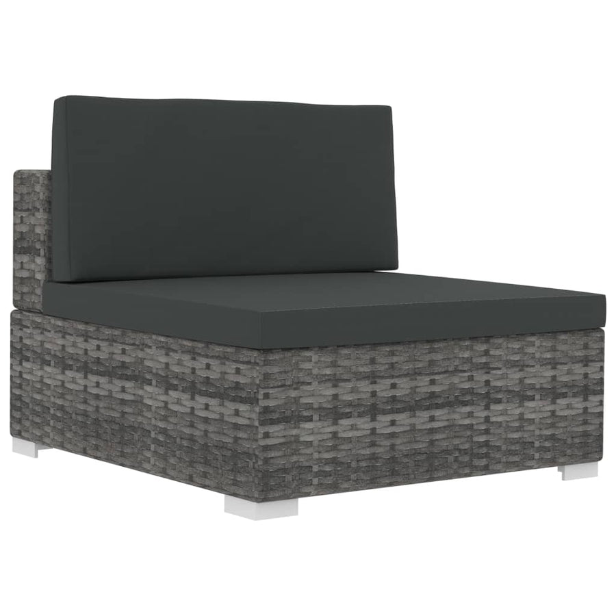 4-delige Loungeset met kussens poly rattan grijs