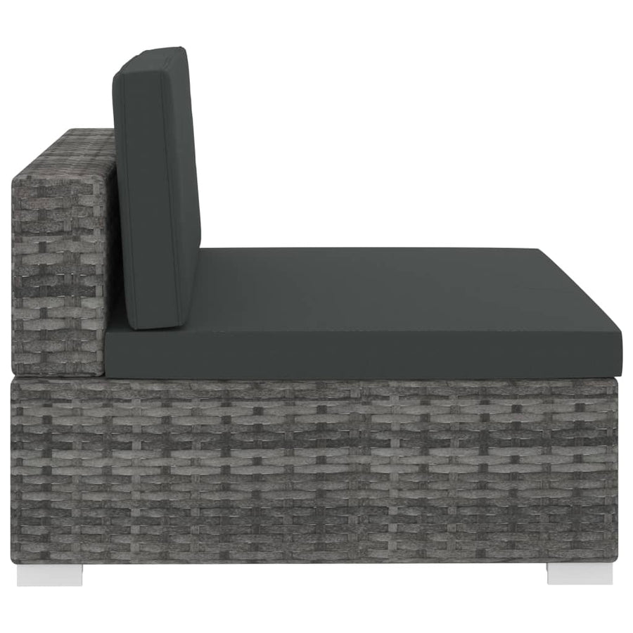 4-delige Loungeset met kussens poly rattan grijs